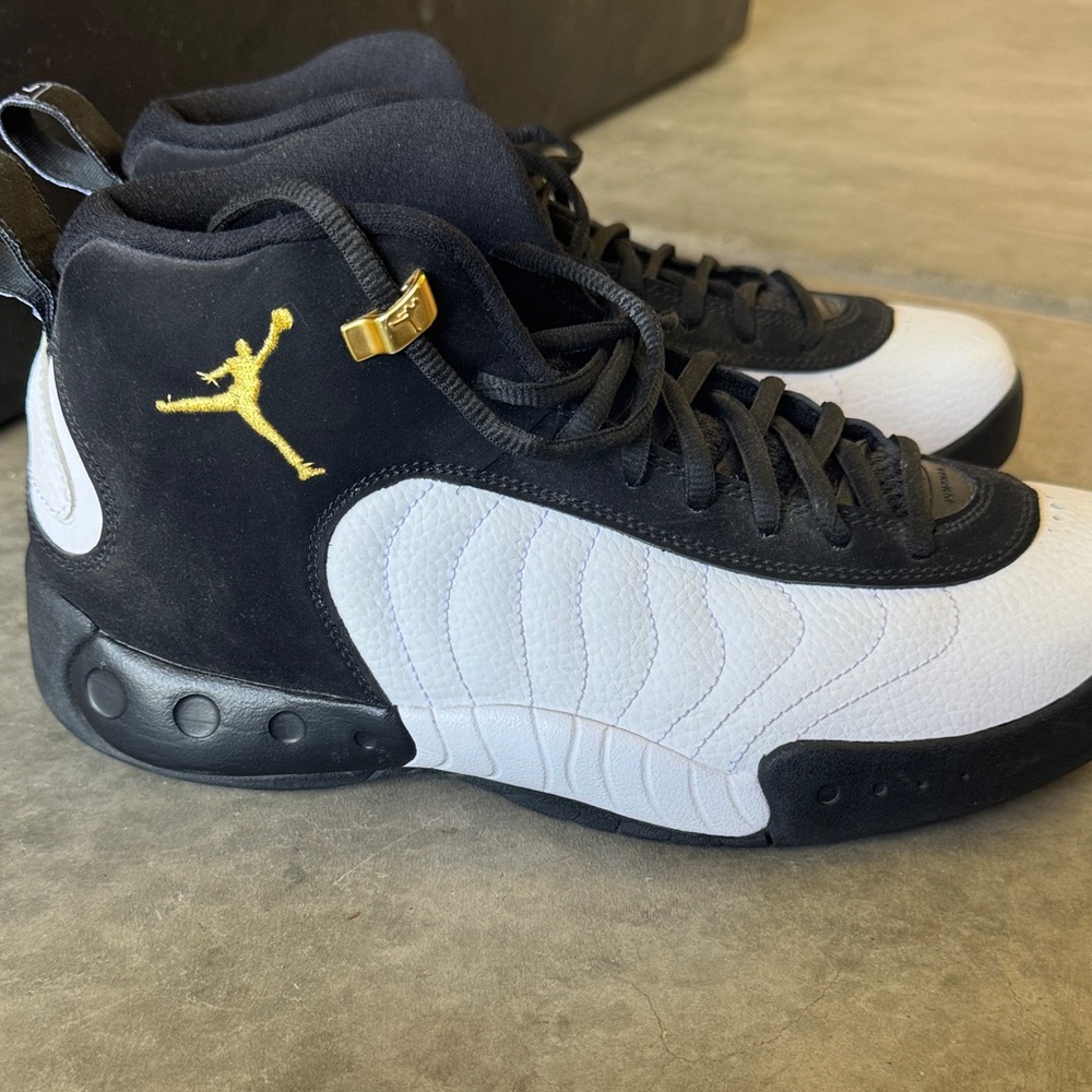 Jordan Black and White Sneakers with Gold Accents